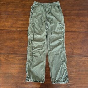 Aeropostale Parachute Cargo Pants XS Army Green Drawstring Hem Y2K Utility Style
